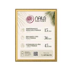 LISTA PRECIOS EN MOLDURA DORADA (Sustituye vinilo)