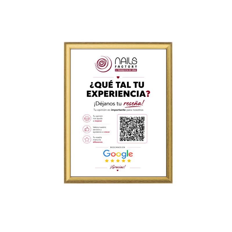 RESEÑAS QR EN MOLDURA DORADA