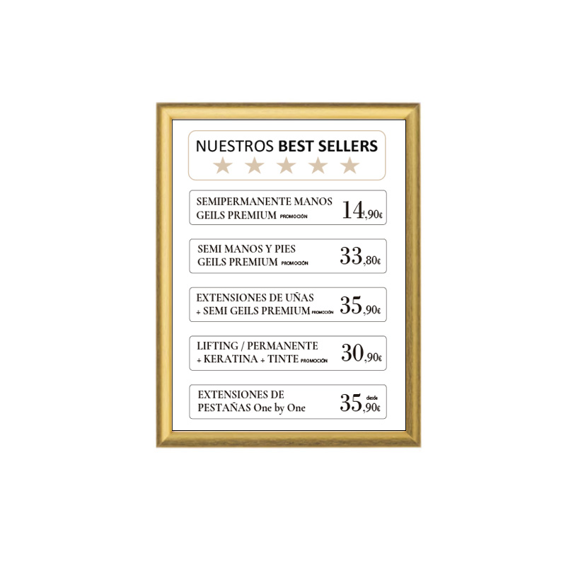 BEST SELLERS EN MOLDURA DORADA